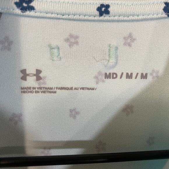 Under Armour Light Blue Ditsy Floral Sleeveless Polo Tank Top 1/4 Zip Sz M - Picture 4 of 9